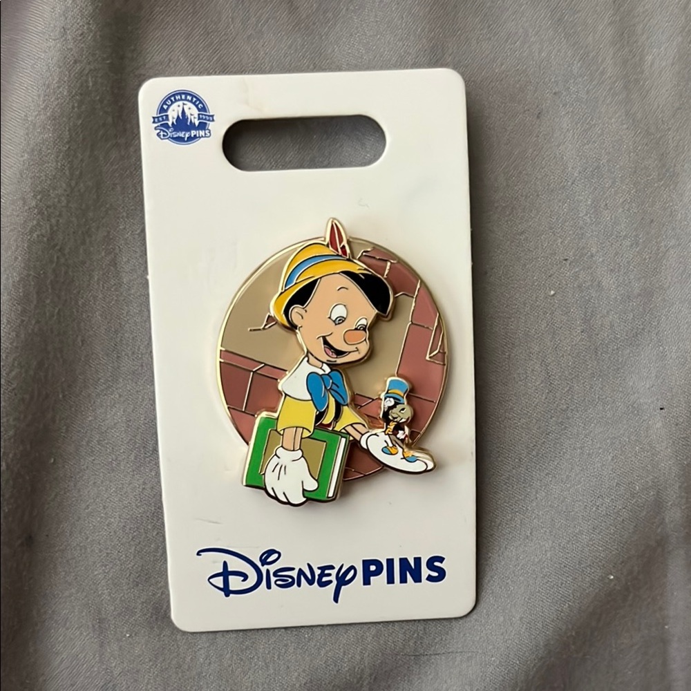Disney Pinocchio and Jiminy Cricket Enamel Pin - Blue, Yellow, Green